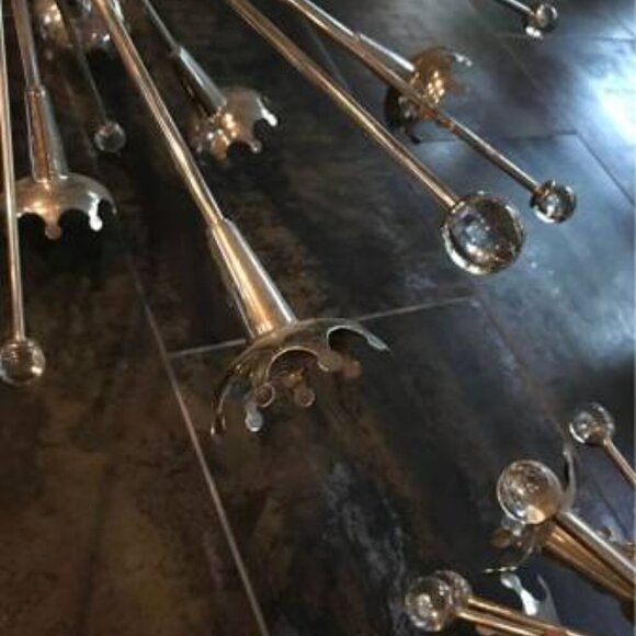 Jonathan Adler Large Sputnik 24-Light Polished Nickel Chandelier w Light Bulbs - Picture 4 of 6